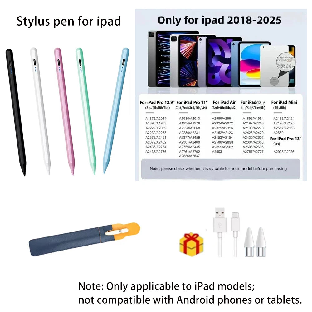 Palm Rejection Stylus Pen with Power Display for Apple iPad - Compatible with iPad 2018-2022 iPad Pro Air Mini