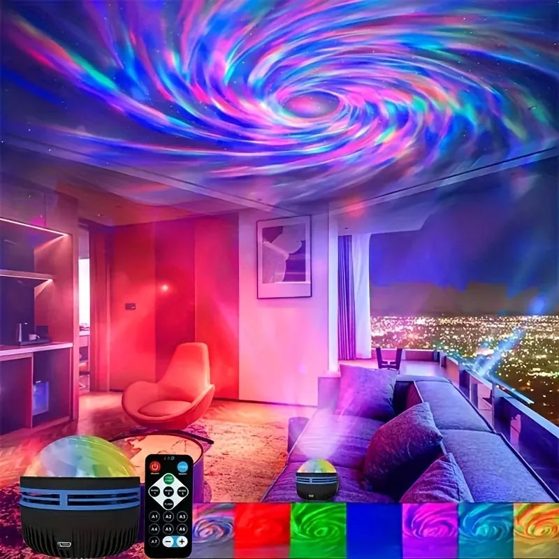 Galaxy Starry Sky Projector LED Night Light 7 Modes DMX Sound Activated 5V USB Rechargeable With Remote For Kids Room Decor Gift