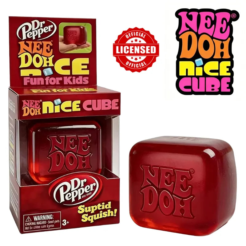 Dr Pepper x NeeDoh Nice Cube Squishy Soft Sensory Fidget Toy Stress Relief Anxiety Relief for Adults and Kids