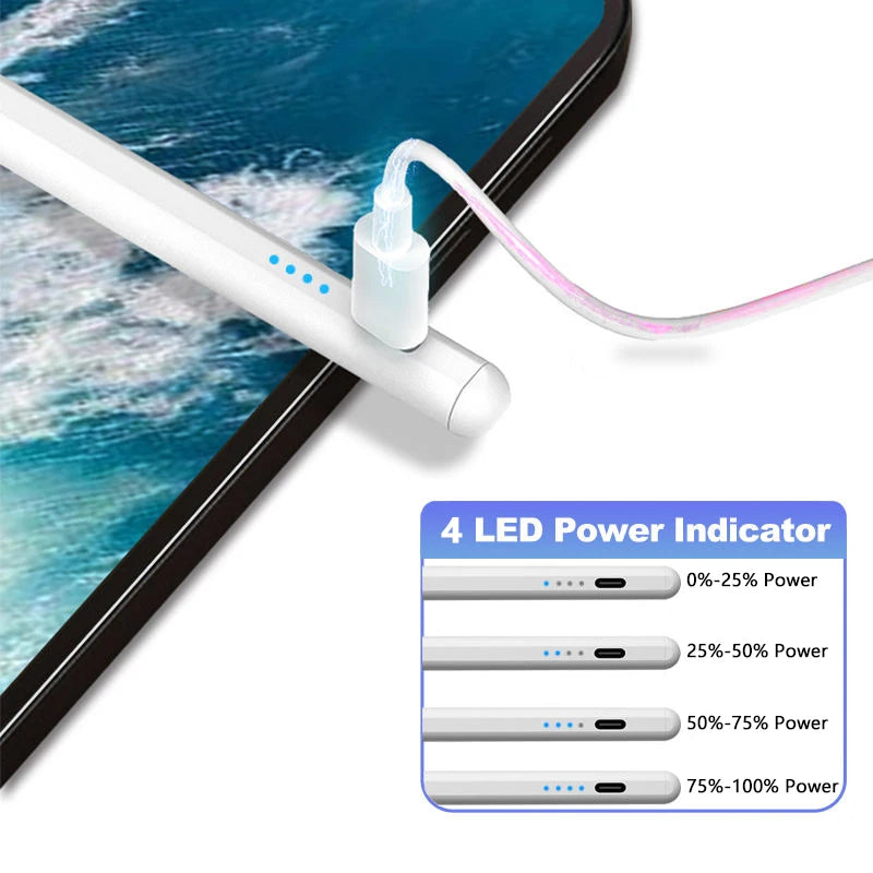 Palm Rejection Stylus Pen with Power Display for Apple iPad - Compatible with iPad 2018-2022 iPad Pro Air Mini