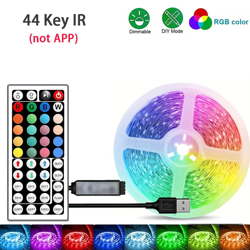 LED Strip Light Bluetooth 3/5/10M 2835 SMD 5V RGB Lights Flexible LED Lamp Tape Ribbon Self-adhesive TV Desktop Diode Decoration