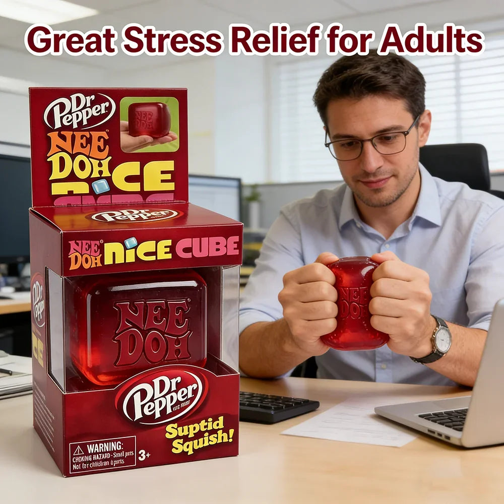 Dr Pepper x NeeDoh Nice Cube Squishy Soft Sensory Fidget Toy Stress Relief Anxiety Relief for Adults and Kids