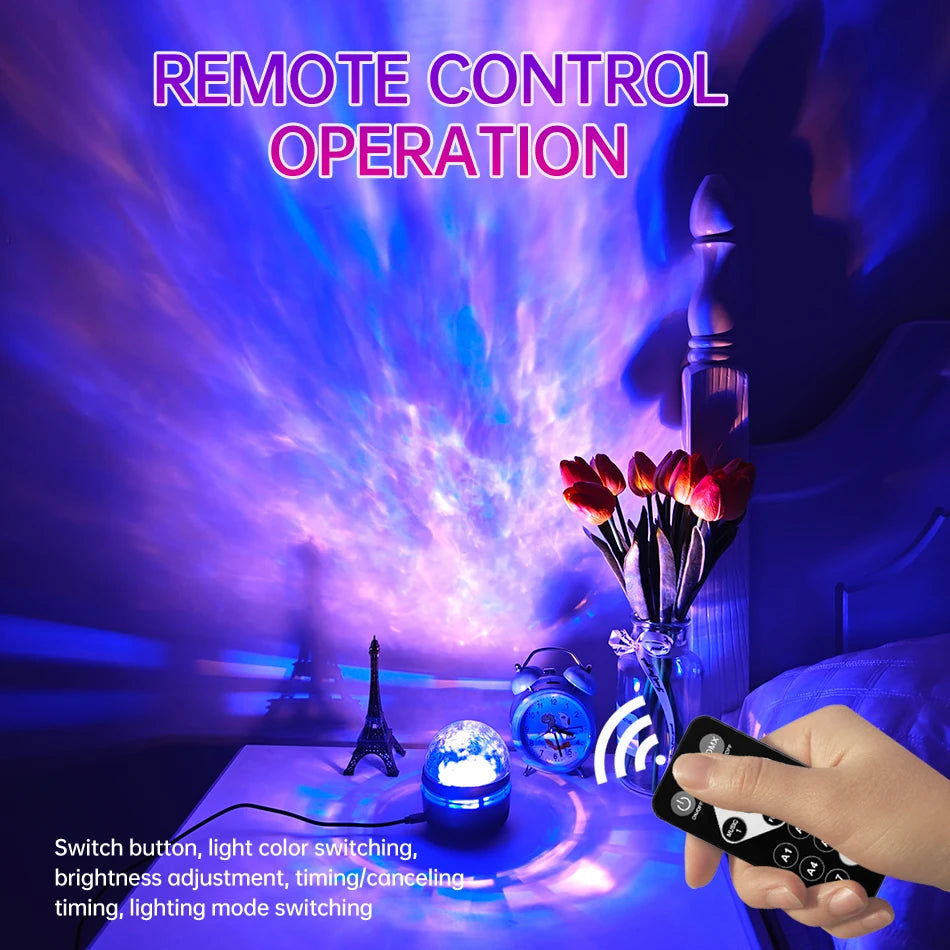 Galaxy Starry Sky Projector LED Night Light 7 Modes DMX Sound Activated 5V USB Rechargeable With Remote For Kids Room Decor Gift