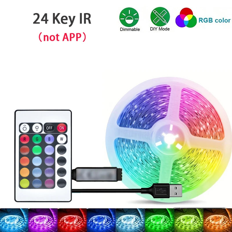 LED Strip Light Bluetooth 3/5/10M 2835 SMD 5V RGB Lights Flexible LED Lamp Tape Ribbon Self-adhesive TV Desktop Diode Decoration