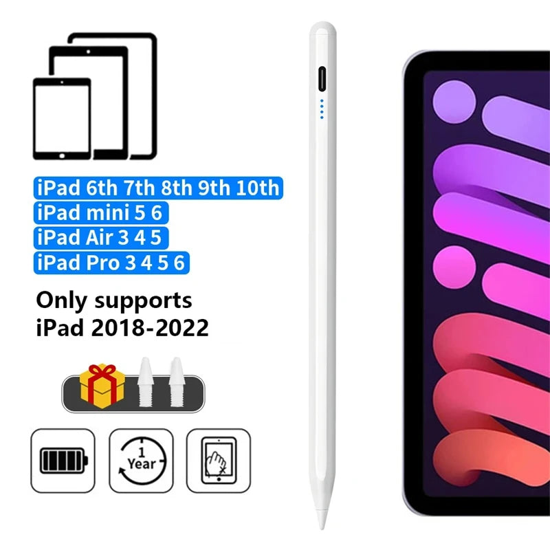 New For Apple Pencil Palm Rejection Power Display iPad Pencil Pen For iPad 2025 2024 2023 2022 2021 Pro Air Mini Specific Stylus