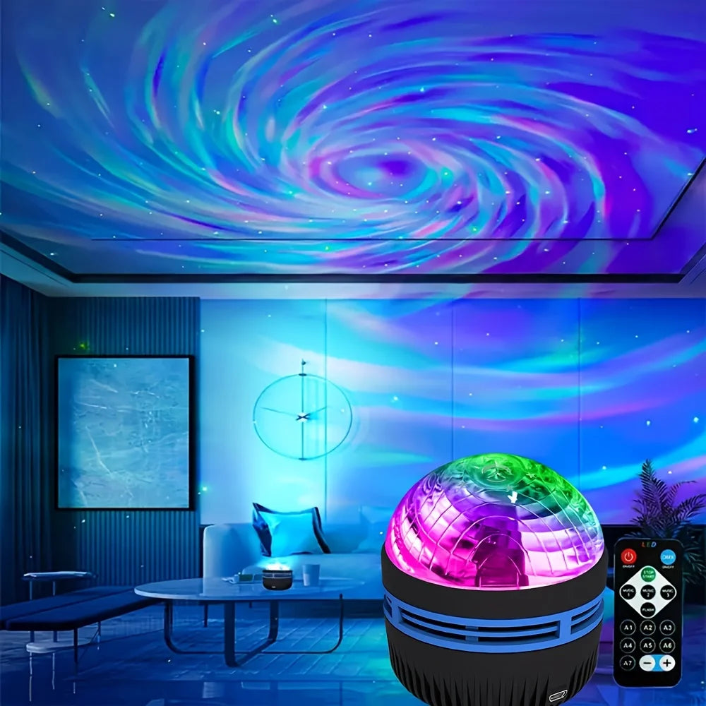 Galaxy Starry Sky Projector LED Night Light 7 Modes DMX Sound Activated 5V USB Rechargeable With Remote For Kids Room Decor Gift