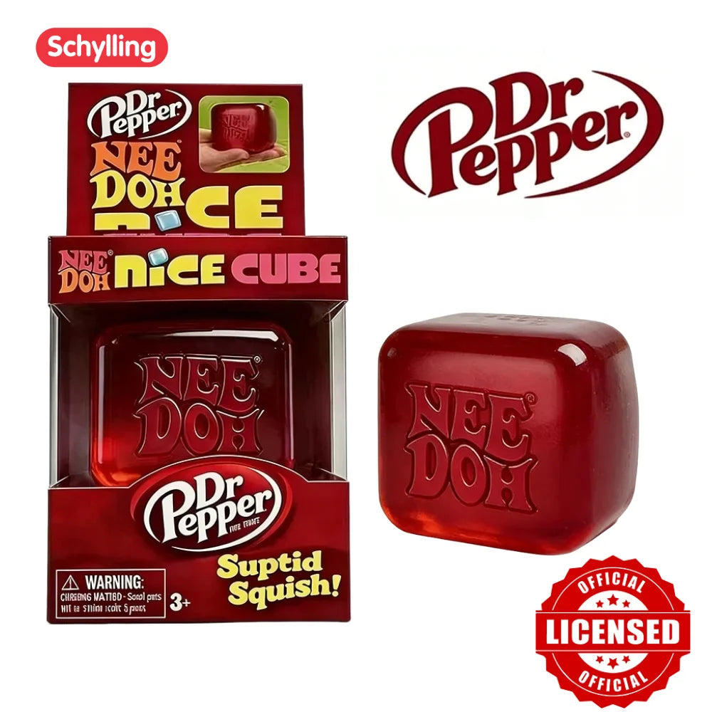 Dr Pepper x NeeDoh Nice Cube Squishy Soft Sensory Fidget Toy Stress Relief Anxiety Relief for Adults and Kids