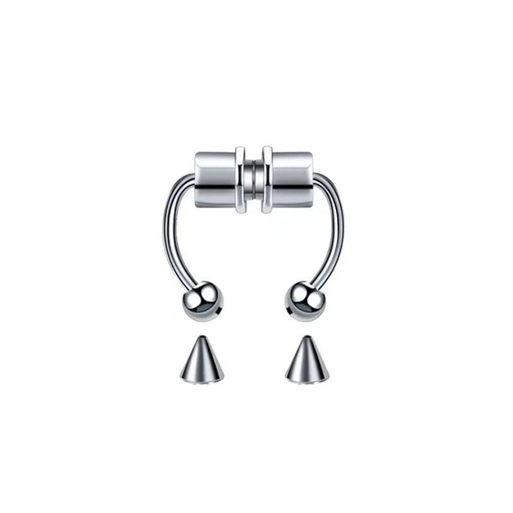 Women Fake Piercing Nose Ring Hoop Septum Non Piercing Nose Clip Rock HipHoop Stainless Steel Magnet Fashion Punk Body Jewelry